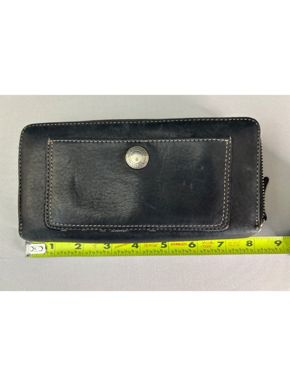 Coach Chelsea Black Pebbled Leather Accordion Zip Wallet Purple Interior Vintage - Picture 12 of 13